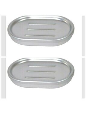 Set of 2 Made By Design Soap Dish Aluminum Silver Bath Bathroom 3.3" x 5" NEW
